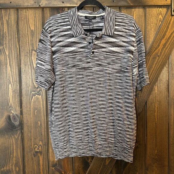 NWT Ted Baker Pentle Space Dye Strip Knitted Polo Shirt - Picture 1 of 4